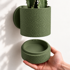 Hangende Bloempot Straight Weave – 4.5 Wall — Kleur: Dark Green — digitale kleurvisualisatie op basis van LoftedGoods-foto; plant niet inbegrepen