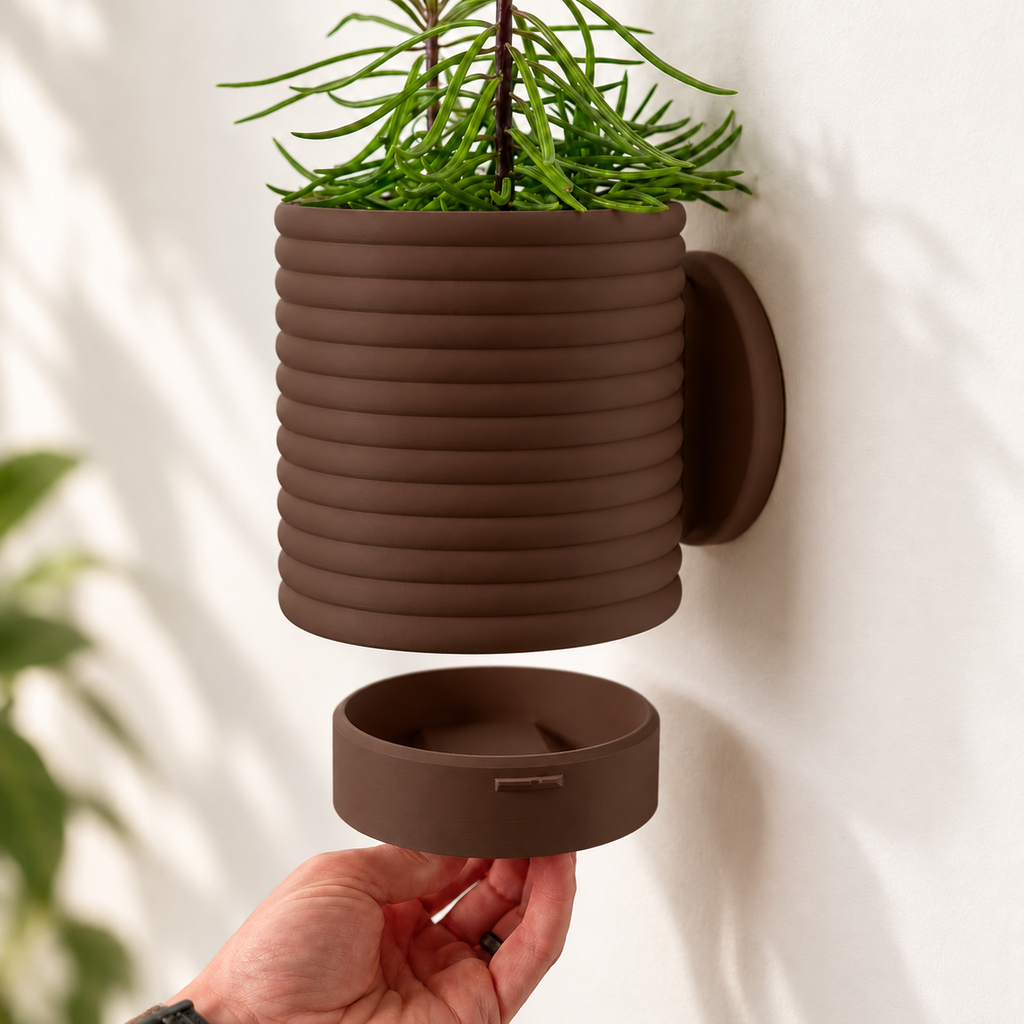 Hangende Bloempot Poppy 2 – 4.5 inch — Kleur: Dark Chocolate — digitale kleurvisualisatie op basis van LoftedGoods-foto; plant niet inbegrepen