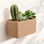 Hangende Bloempot Poppy Breed — Latte Brown; AI-retouche van originele LoftedGoods-foto op Thangs in Custom-3D-huisstijl; plant niet inbegrepen