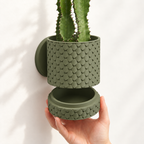 Hangende Bloempot Quilted – 4.5 Wall — Kleur: Dark Green — digitale kleurvisualisatie op basis van LoftedGoods-foto; plant niet inbegrepen
