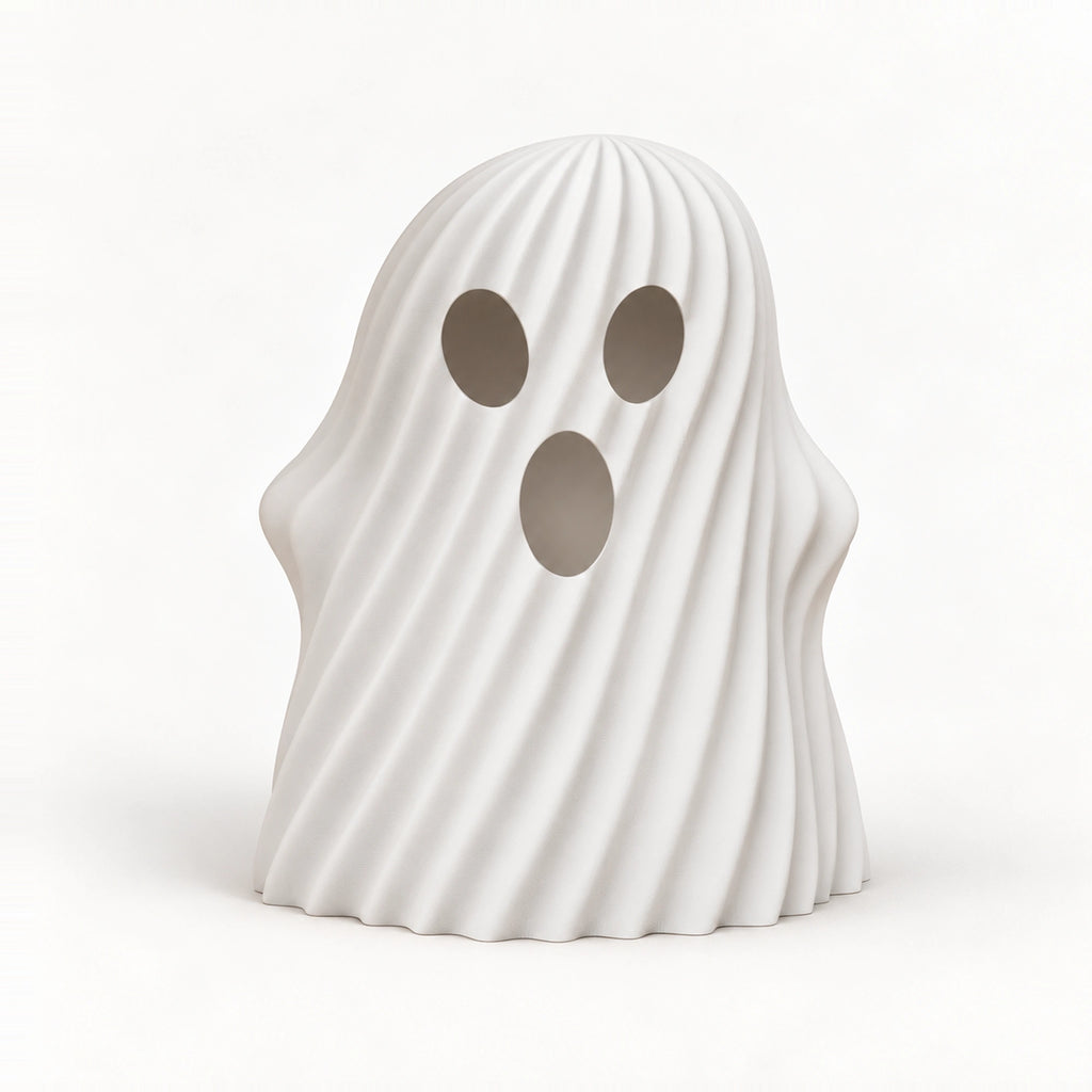 Gedraaid Halloween-spookje voor led-theelicht — digitale studioweergave in de ontwerpkleur; geen fysieke kleurreferentie