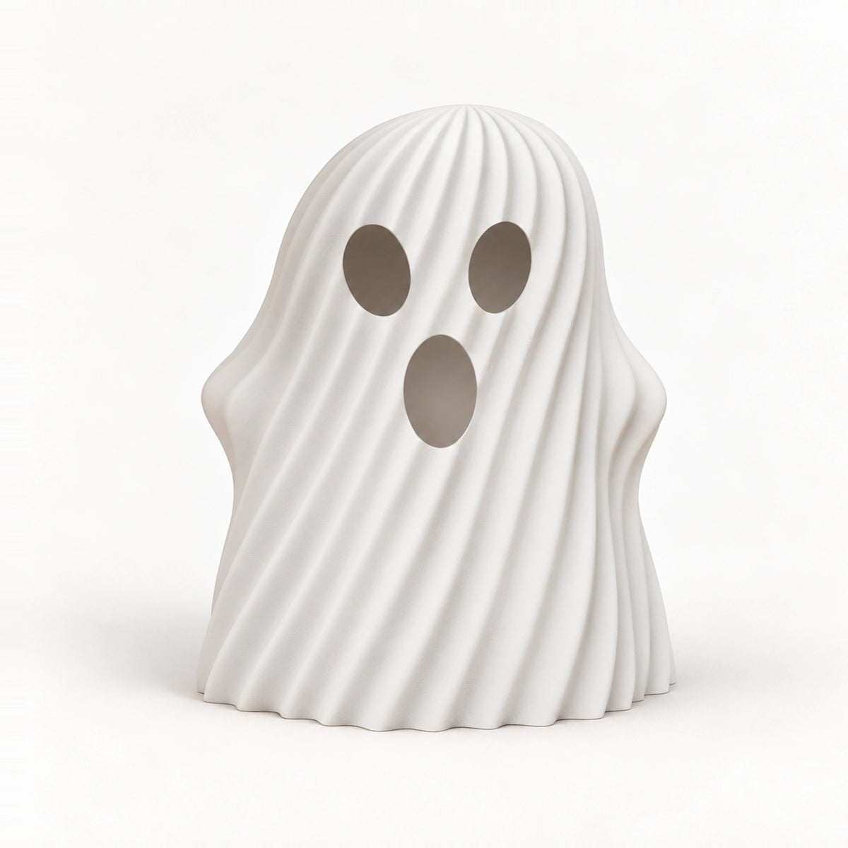 Gedraaid Halloween-spookje voor led-theelicht — digitale studioweergave in de ontwerpkleur; geen fysieke kleurreferentie