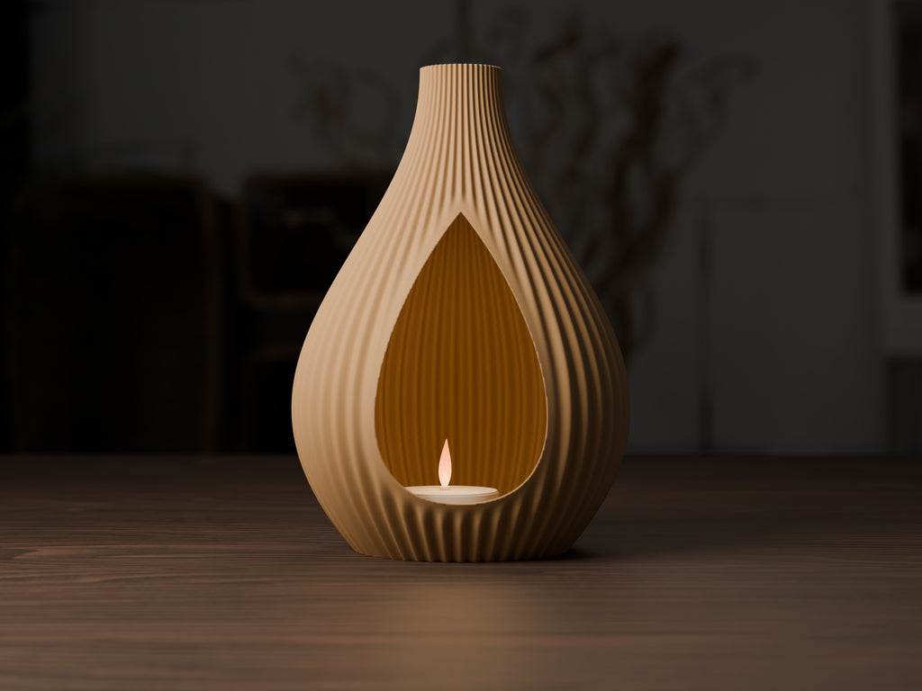 Geribbelde druppellantaarn voor led-theelicht – ontwerpreferentie 1
