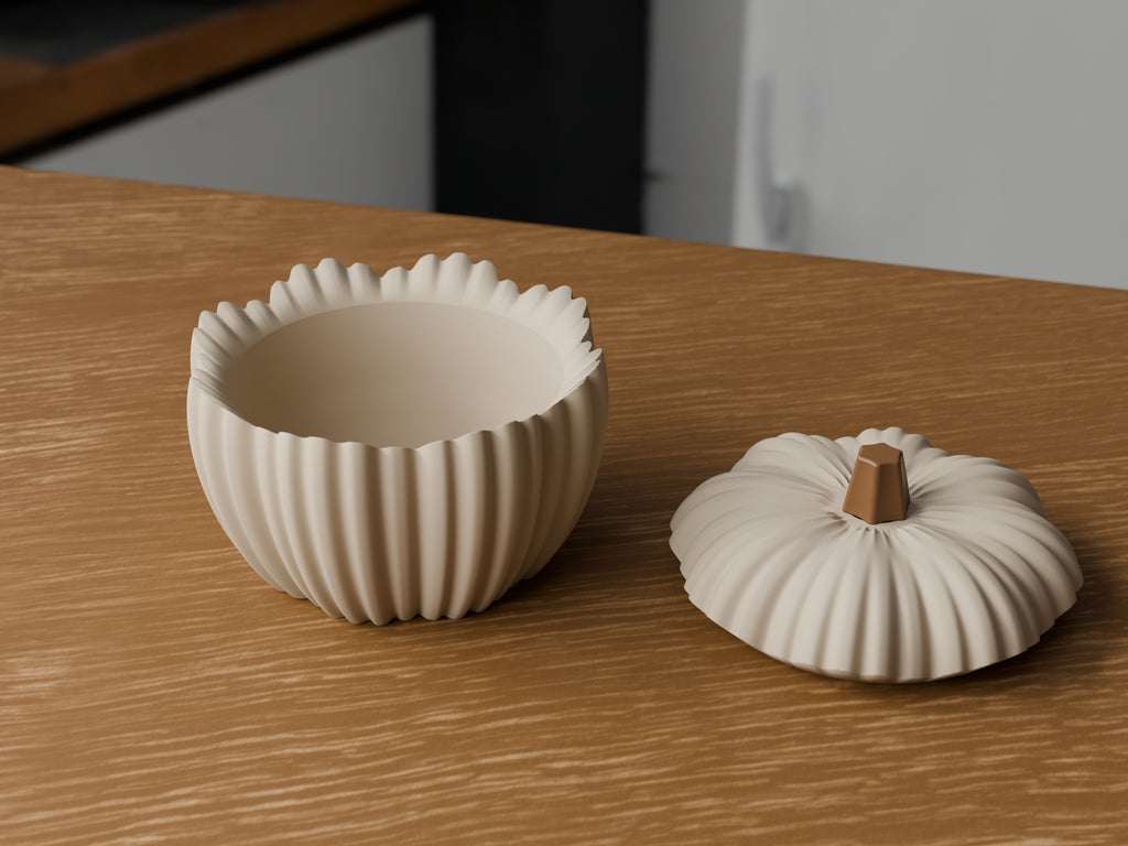 Geribbelde pompoenpot met deksel – ontwerpreferentie 4