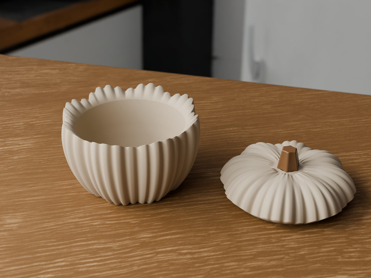 Geribbelde pompoenpot met deksel – ontwerpreferentie 4