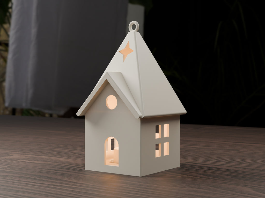 Kersthuisje met ophangoog voor led-theelicht – ontwerpreferentie 2