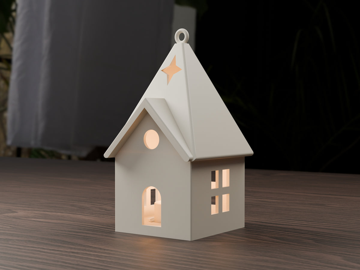 Kersthuisje met ophangoog voor led-theelicht – ontwerpreferentie 2