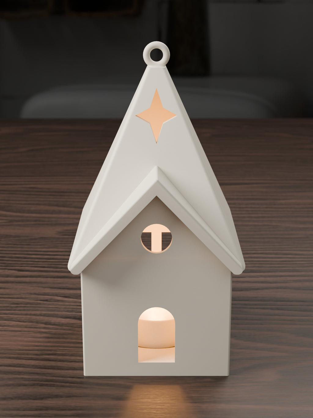 Kersthuisje met ophangoog voor led-theelicht – ontwerpreferentie 6