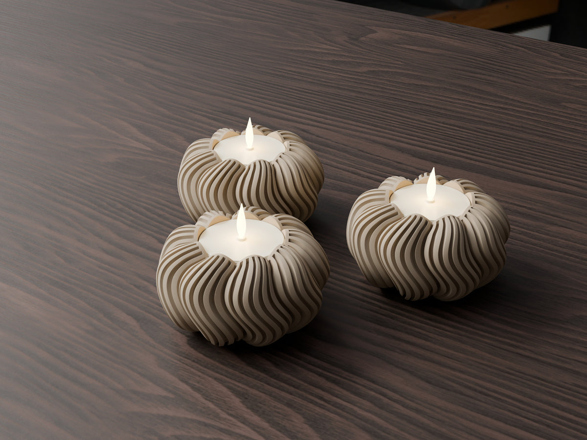 Serpentine pompoenhouder voor led-theelicht – ontwerpreferentie 2