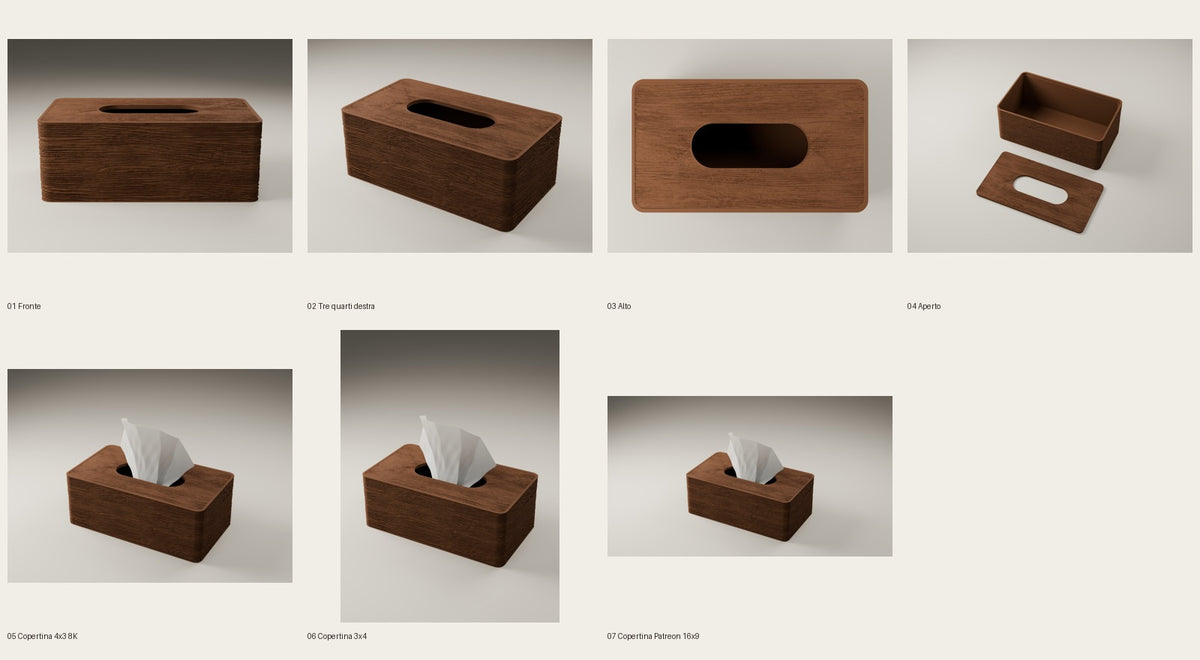Tissuedoos met houtnerf en afneembaar deksel – ontwerpreferentie 13